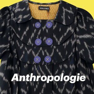 Anthropologie Taikonhu Stylish Black and Blue Ikat Blazer